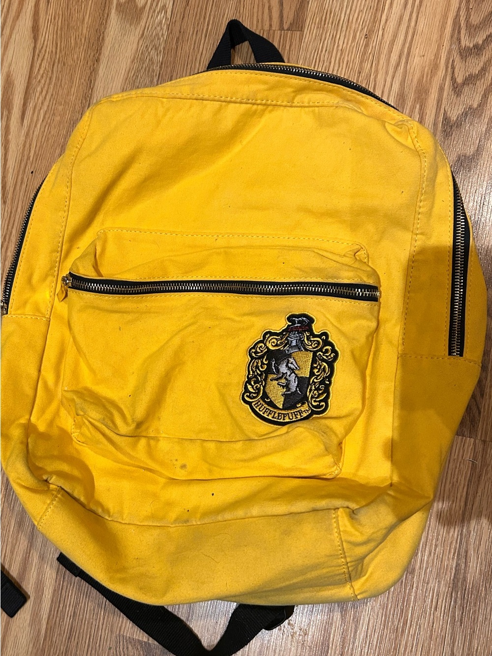 Hufflepuff Yellow Canvas Kids Backpack with Crest Patch